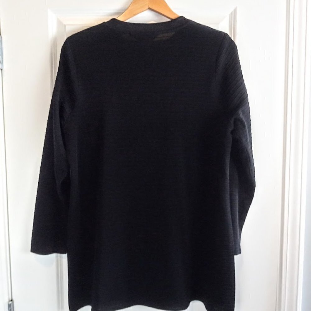Misook Black Ribbed Cardigan - Picture 2 of 4